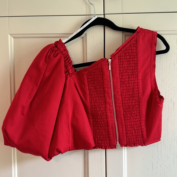 AJE red puff sleeve top - Picture 5 of 6